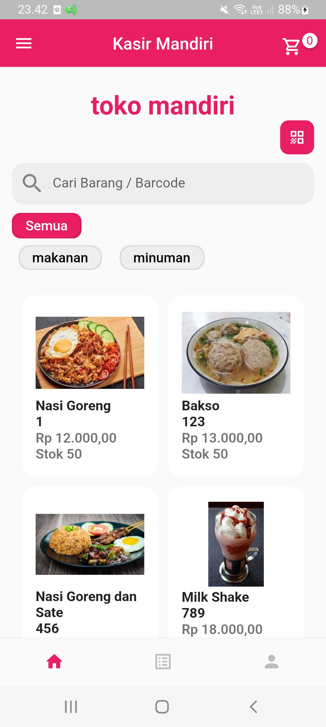 Kasir Mandiri Dashboard