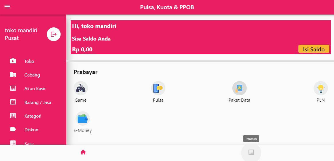 Kasir Mandiri Pulsa, Kuota dan PPOB